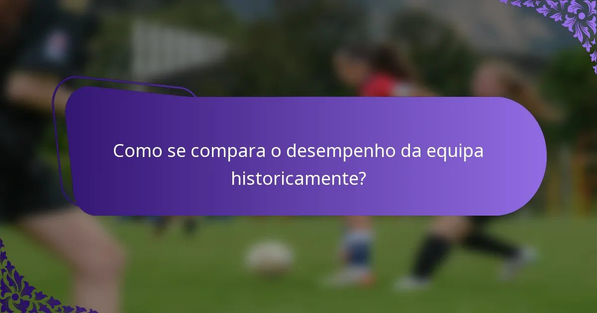 Como se compara o desempenho da equipa historicamente?