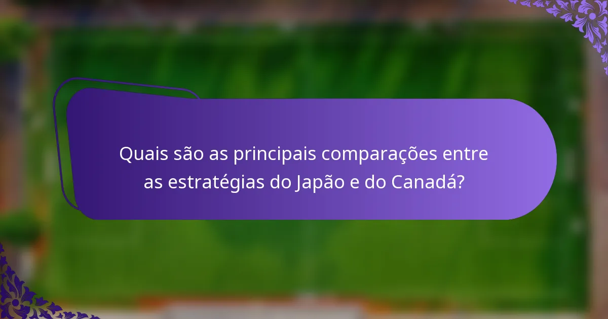 Quais são as principais comparações entre as estratégias do Japão e do Canadá?